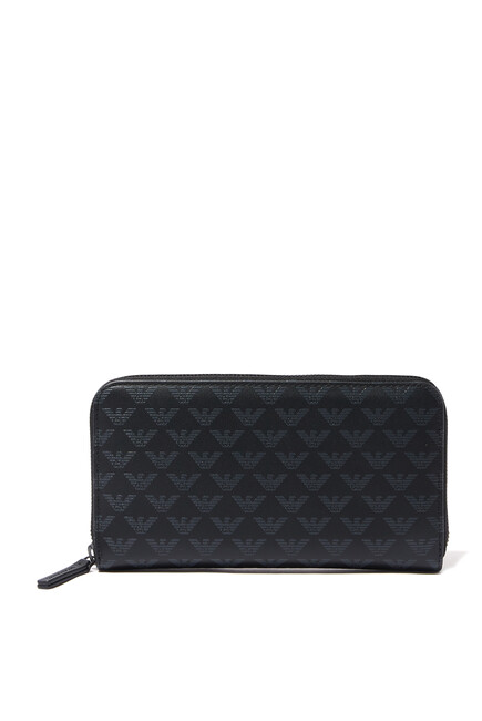 Eagle Monogram Zip-Around Leather Wallet